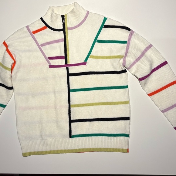 Striped Multicolor Women's Turtleneck Sweater - Picture 1 of 3
